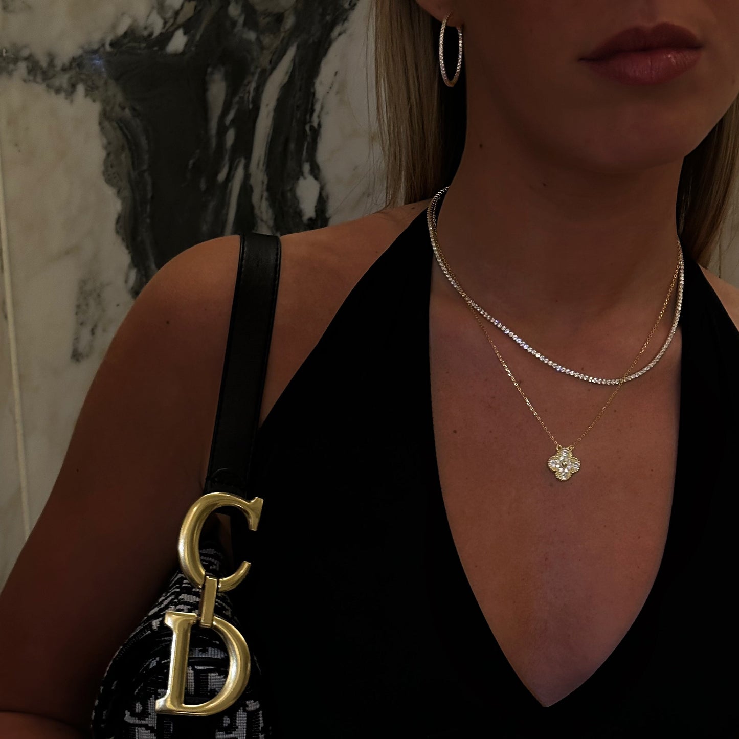 Nadine Adjustable Tennis Necklace in Gold - LndmarkClub USA