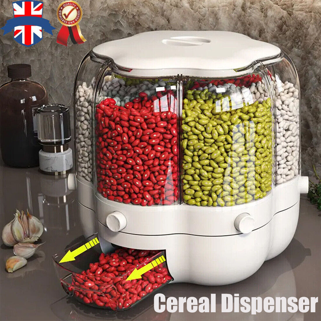 Kitchen Dry Food Sealed Storage Container Grain Box Cereal Dispenser Rice Tank UK - FREE SHIPPING