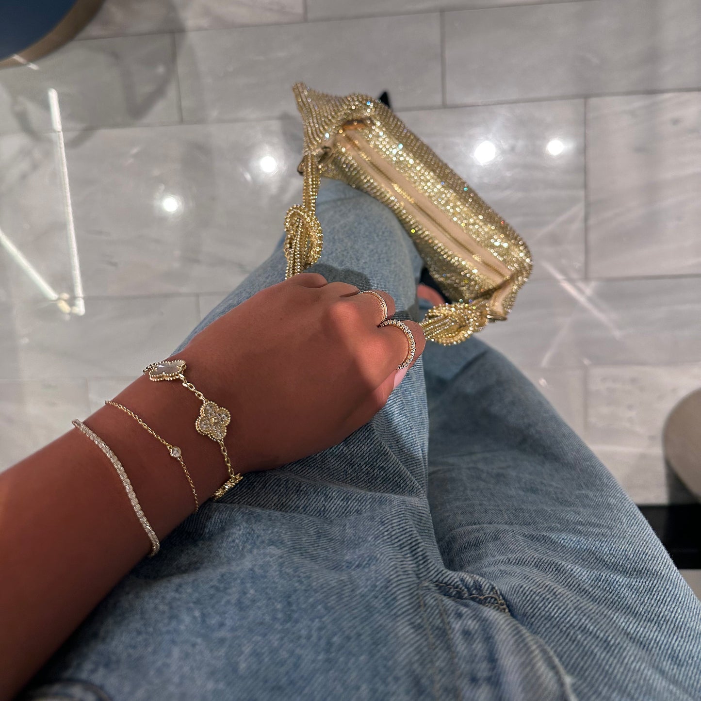 Nadine Sparkling Tennis Bracelet in Gold - LndmarkClub USA