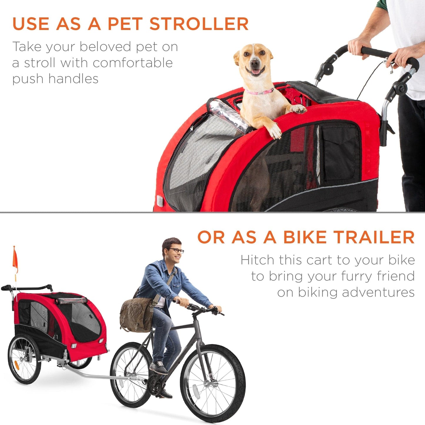 Versatile Pet Stroller and Bicycle Trailer Combo