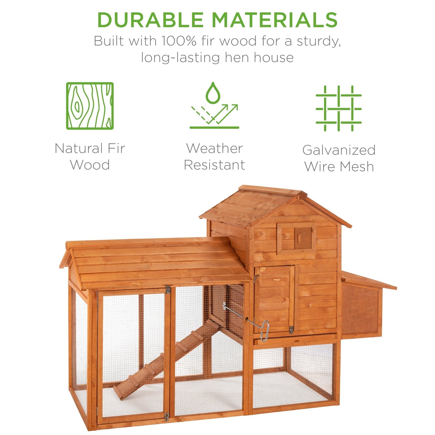 Multi-Level Wooden Chicken Coop - 80in