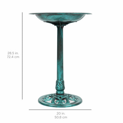 Vintage Outdoor Garden Bird Bath w/ Fleur-de-Lis Accents