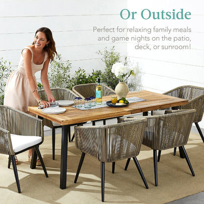 Acacia Wood Dining Table for 6 - Indoor & Outdoor Use