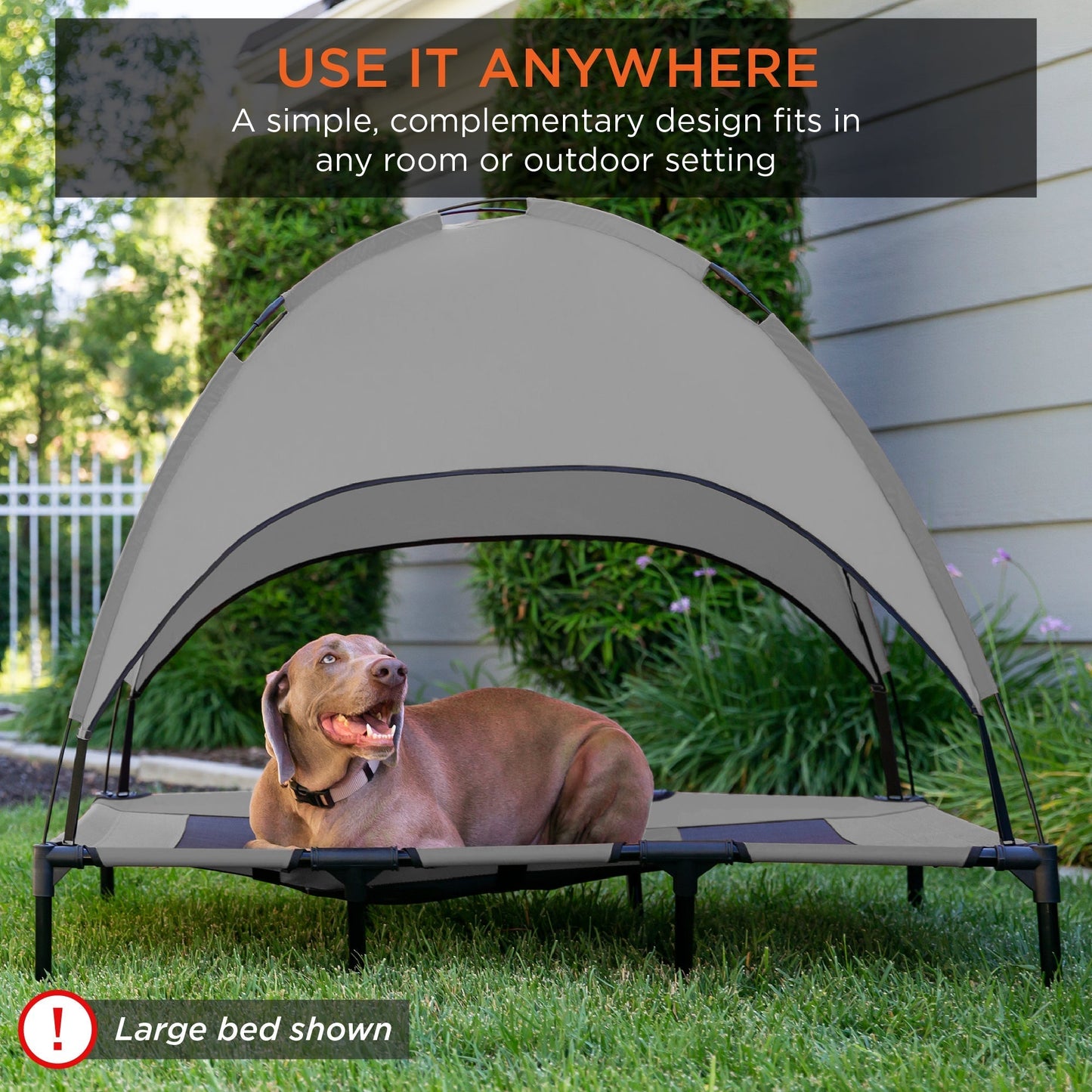 Elevated Canopy Pet Bed with Travel Bag - 36 Inch Outdoor Cooling Solution for Dogs and Cats