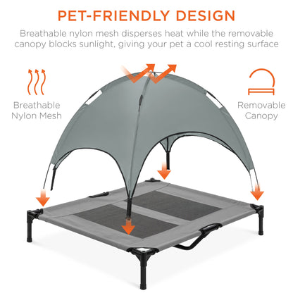 Elevated Canopy Pet Bed with Travel Bag - 36 Inch Outdoor Cooling Solution for Dogs and Cats