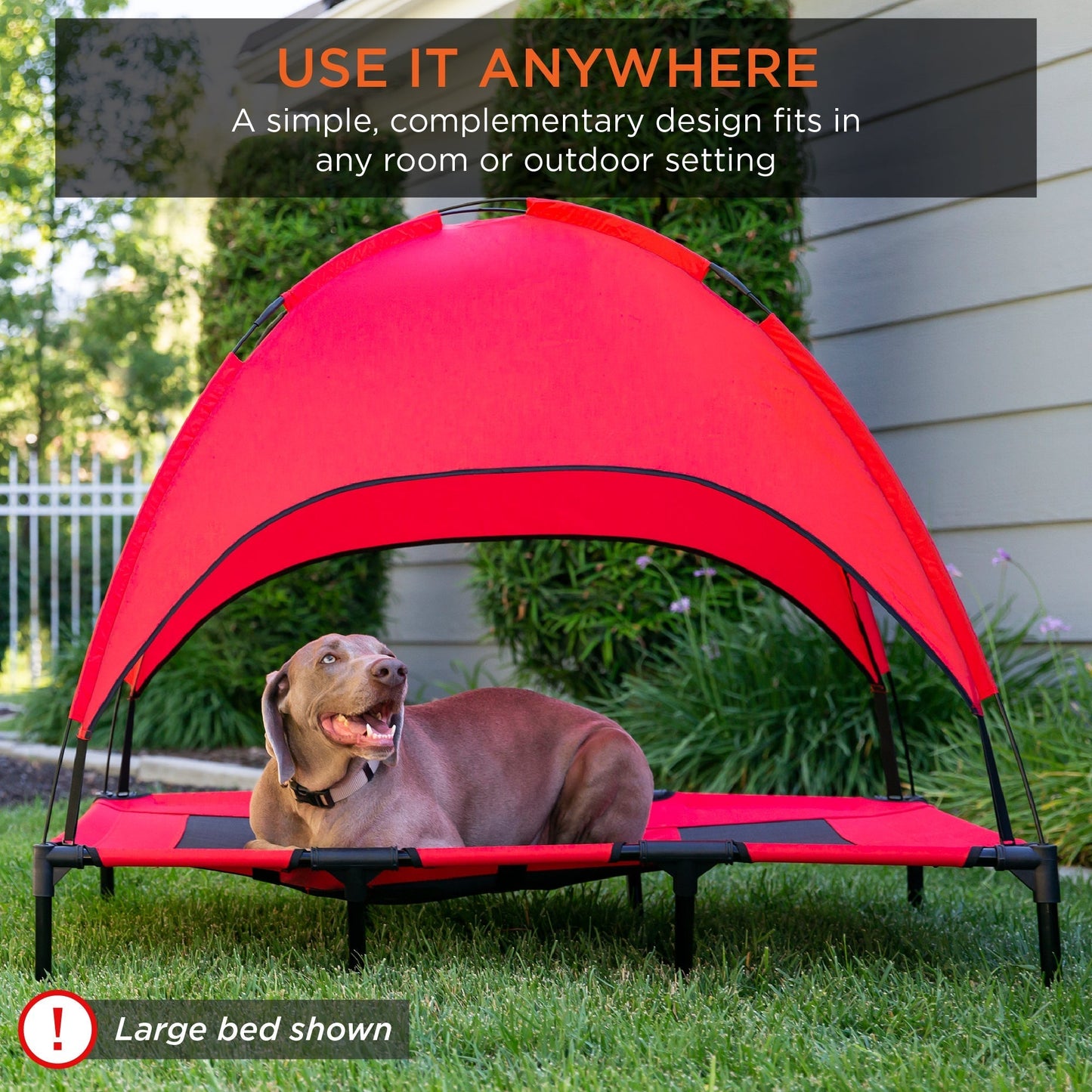 Elevated Canopy Pet Bed with Travel Bag - 36 Inch Outdoor Cooling Solution for Dogs and Cats