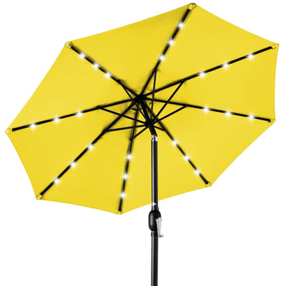 Solar LED Lighted Patio Umbrella w/ Tilt Adjustment, UV-Resistant- 10ft