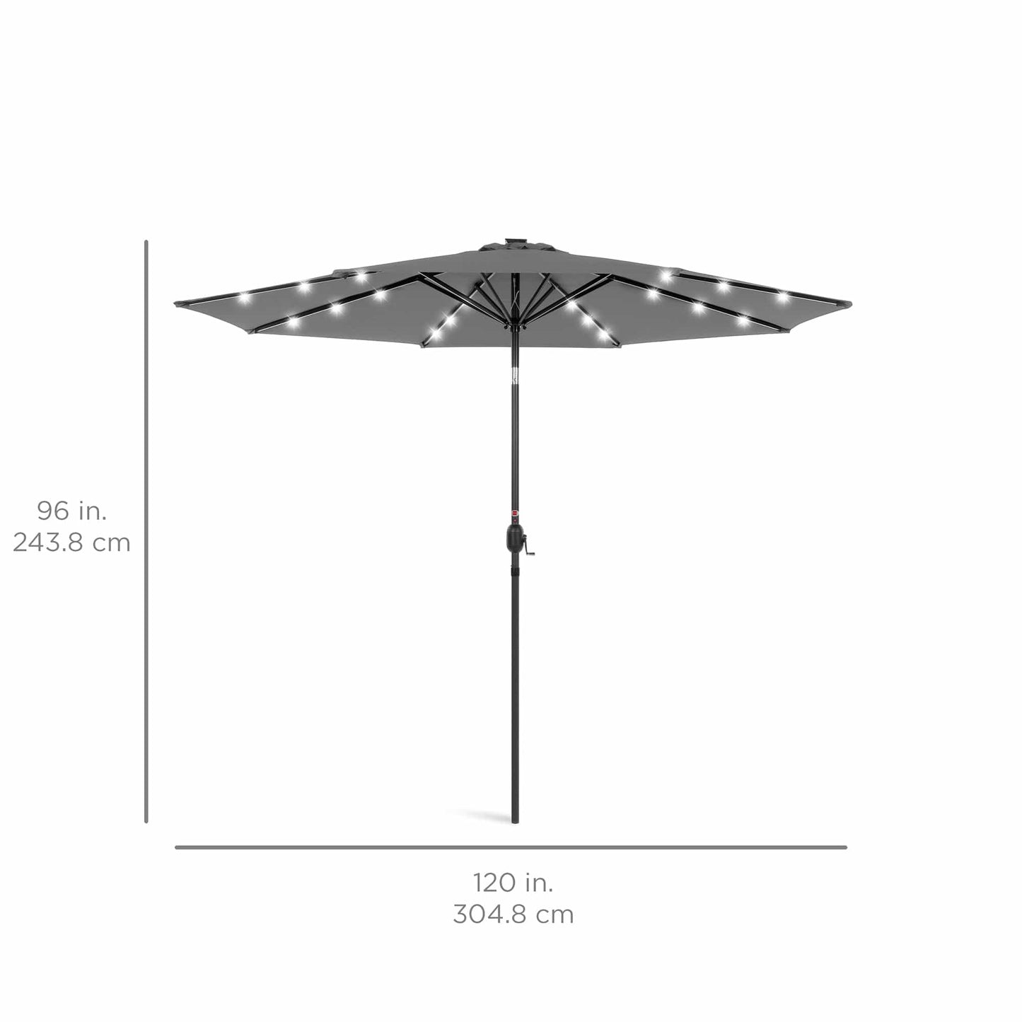 Solar LED Lighted Patio Umbrella w/ Tilt Adjustment, UV-Resistant- 10ft