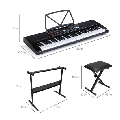 61-Key Electronic Keyboard Piano Starter Kit with Microphone and 3 Learning Modes