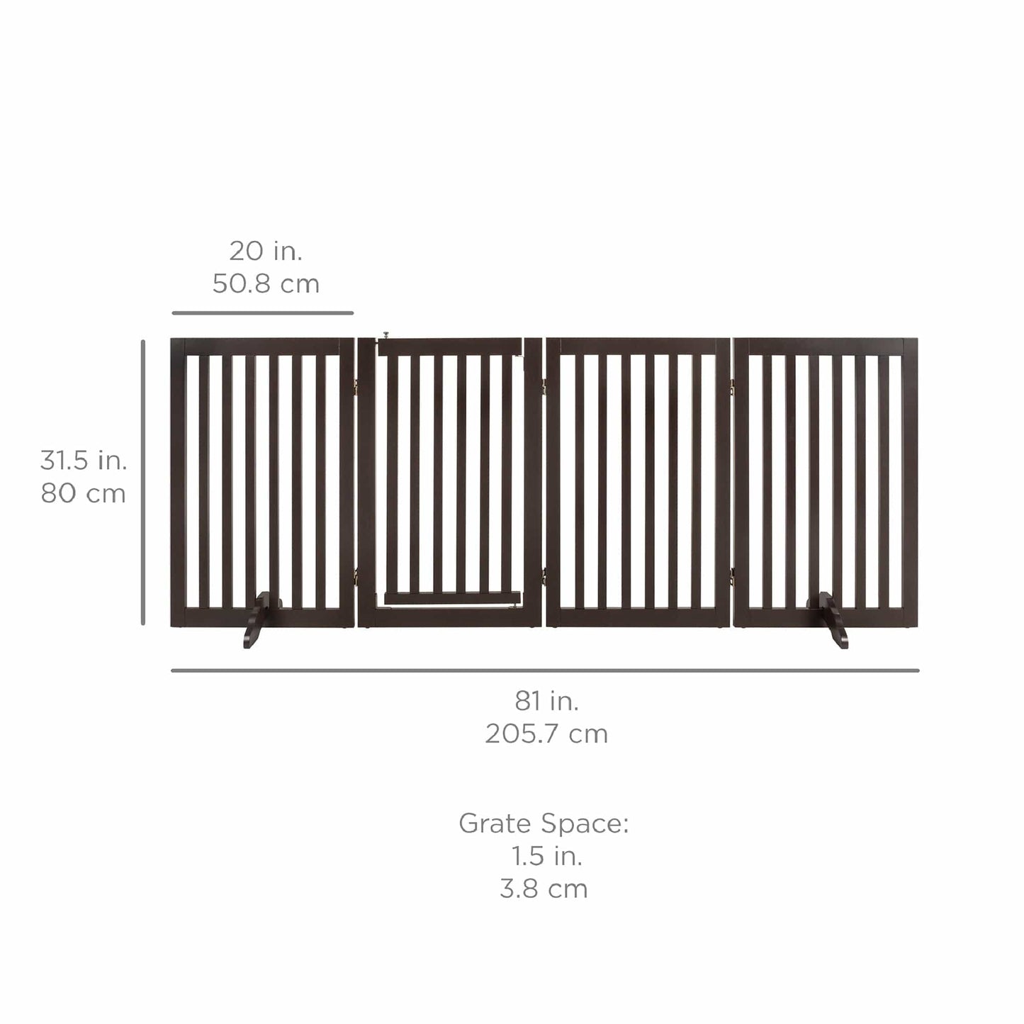 Versatile 31.5in Freestanding Wooden Pet Barrier with Secure Door and Stability Feet