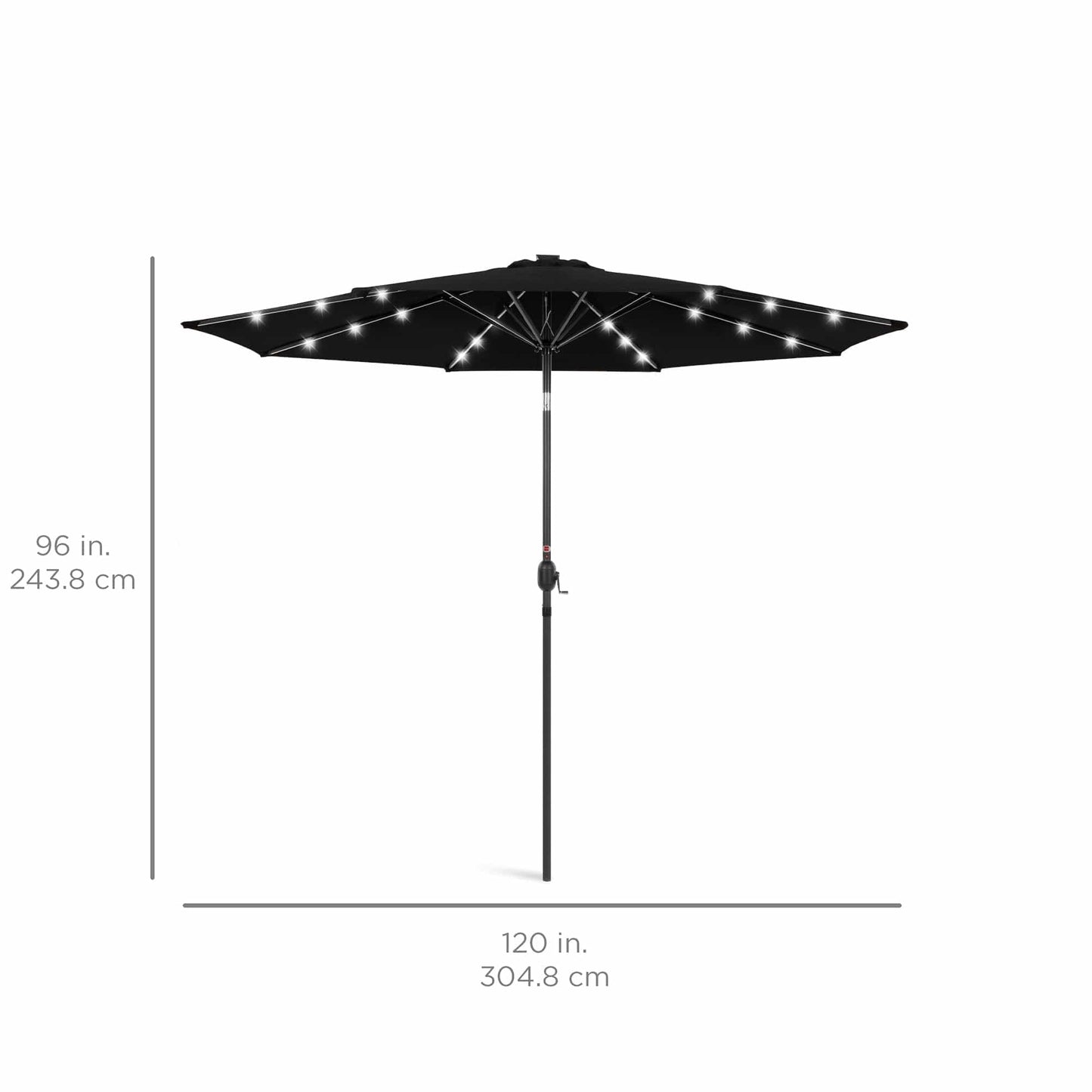 Solar LED Lighted Patio Umbrella w/ Tilt Adjustment, UV-Resistant- 10ft