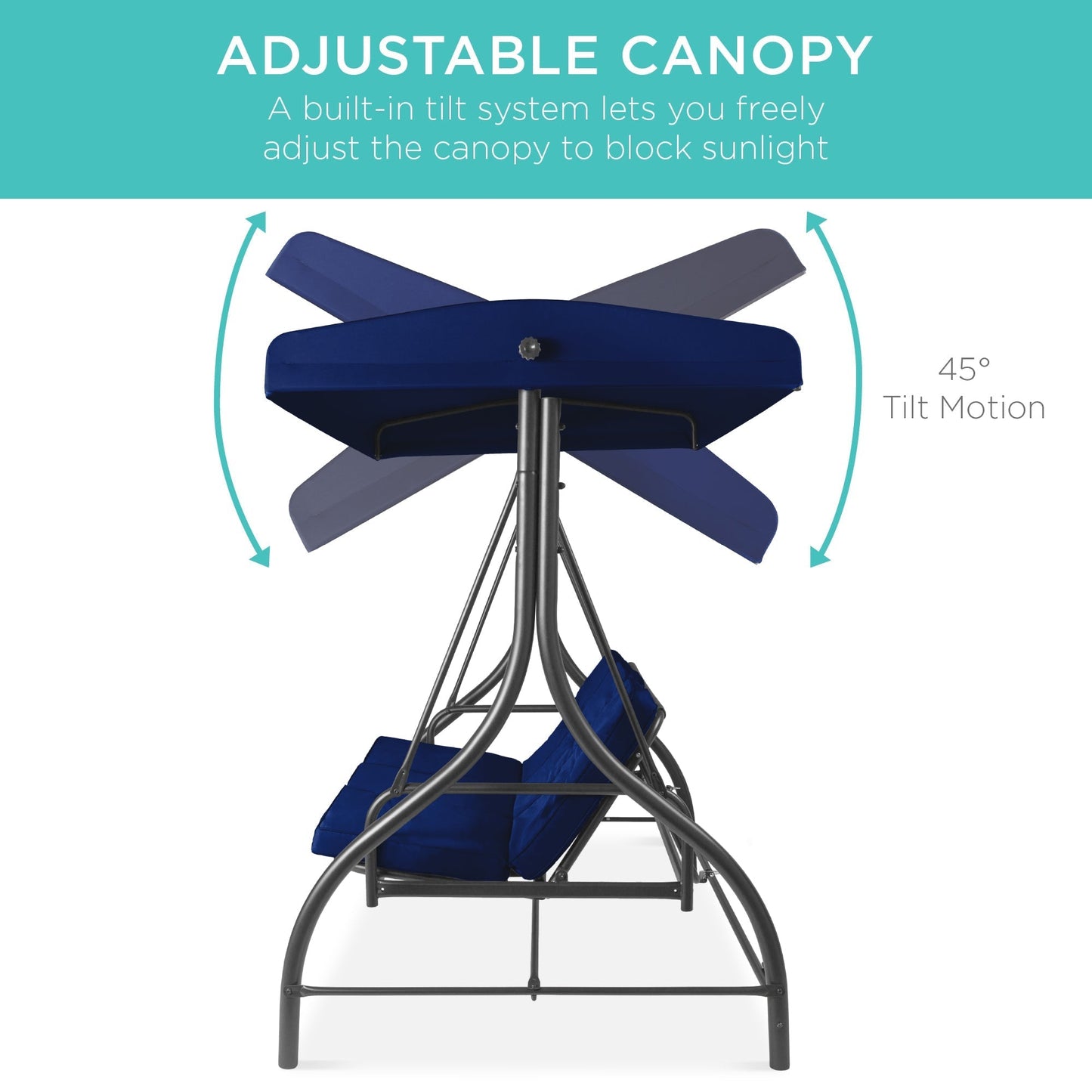 Convertible 3-Seat Outdoor Canopy Swing Glider with Flatbed Recline