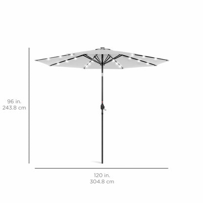 Solar LED Lighted Patio Umbrella w/ Tilt Adjustment, UV-Resistant- 10ft