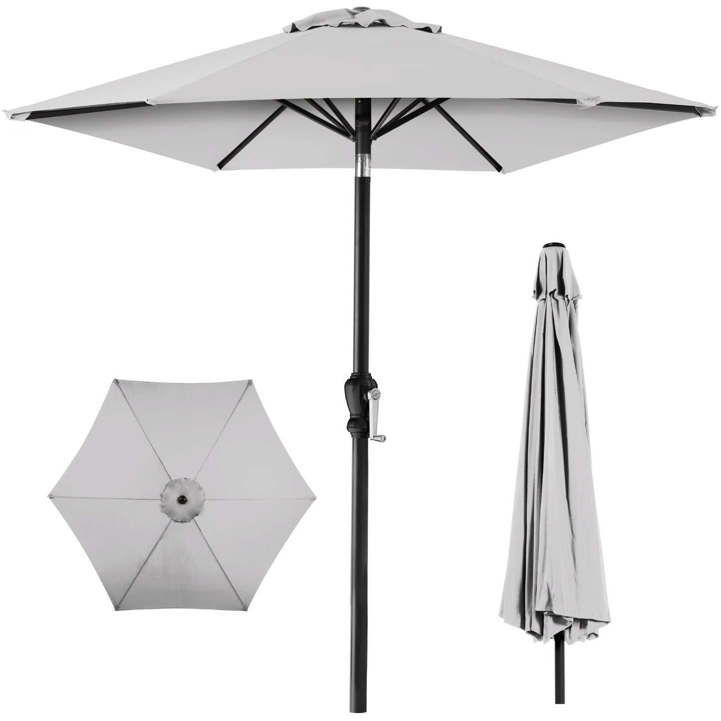 Outdoor Steel Market Patio Umbrella Decoration w/ Tilt, Crank Lift - 10ft