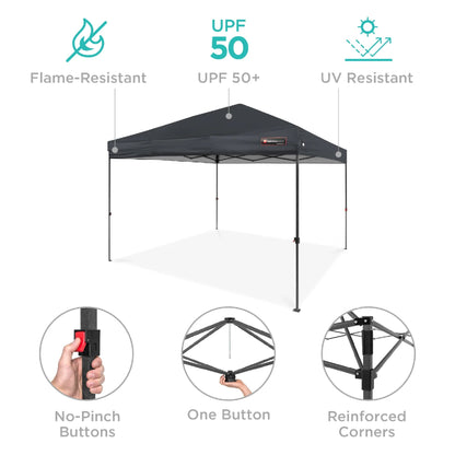 One-Person Setup Instant Pop Up Canopy w/ Case, 4 Weight Bags - 12x12ft