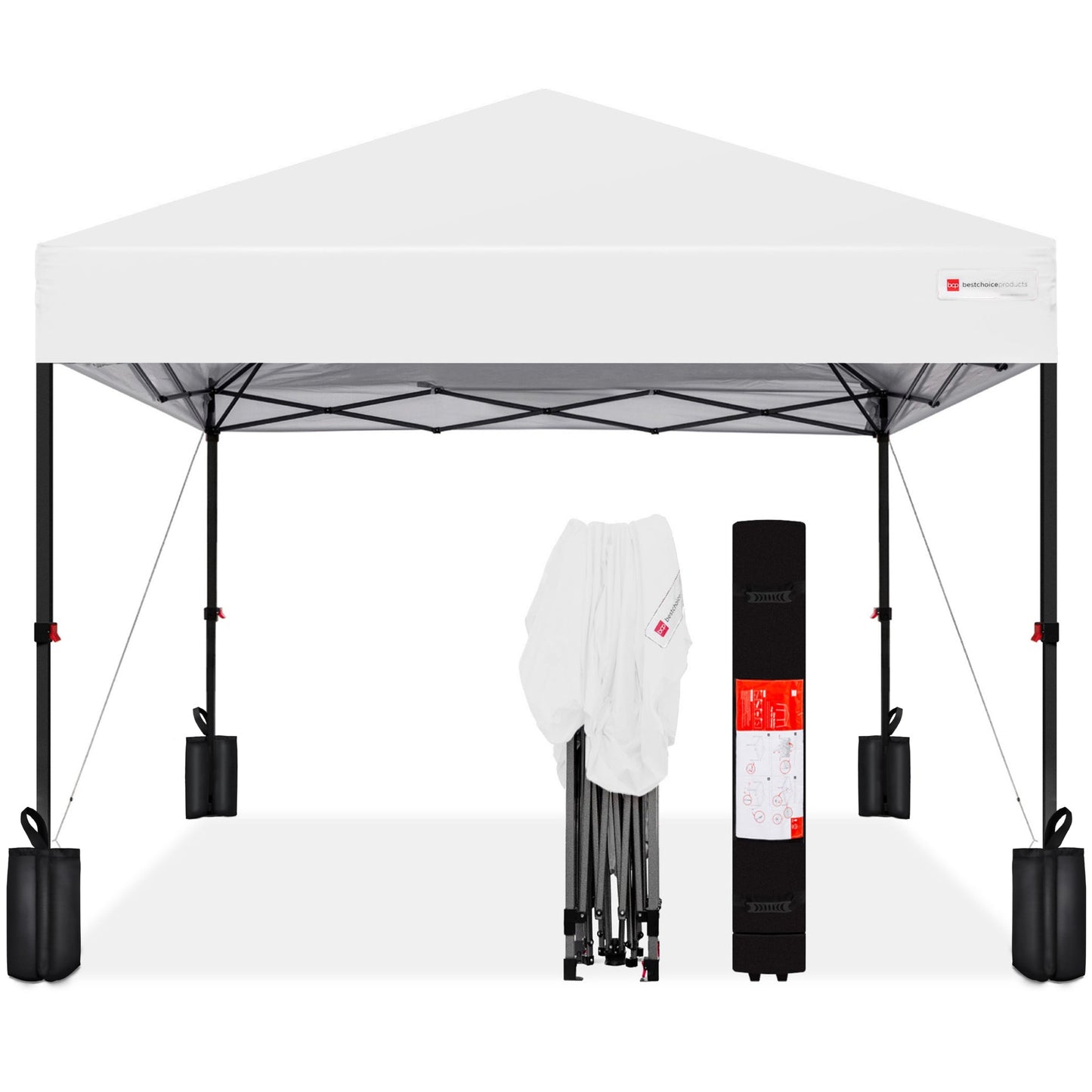 One-Person Setup Instant Pop Up Canopy w/ Case, 4 Weight Bags - 12x12ft