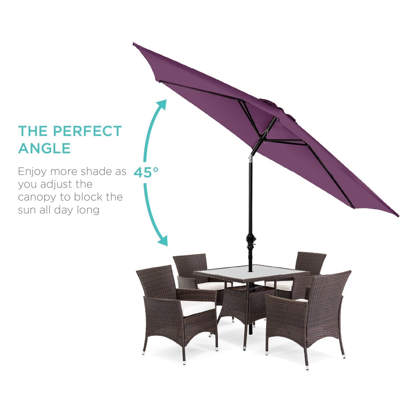 Outdoor Steel Market Patio Umbrella Decoration w/ Tilt, Crank Lift - 10ft