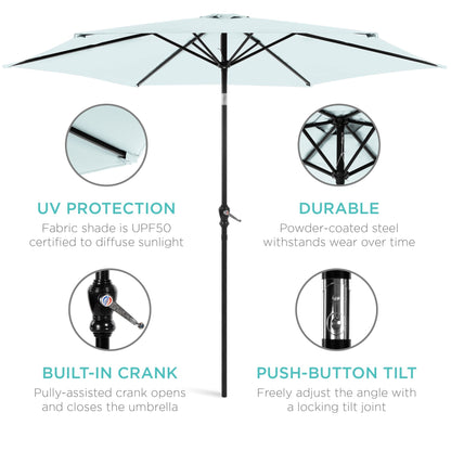 Outdoor Steel Market Patio Umbrella Decoration w/ Tilt, Crank Lift - 10ft