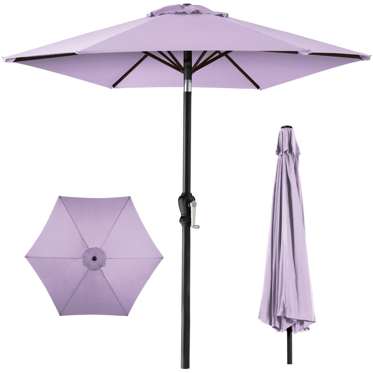 Outdoor Steel Market Patio Umbrella Decoration w/ Tilt, Crank Lift - 10ft