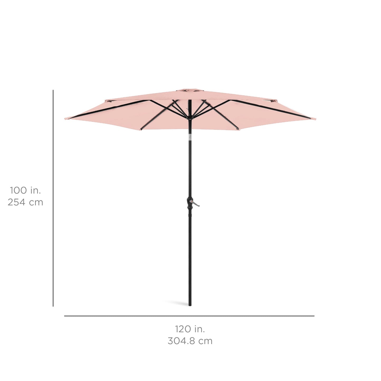 Outdoor Steel Market Patio Umbrella Decoration w/ Tilt, Crank Lift - 10ft