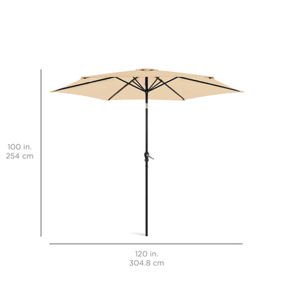 Outdoor Steel Market Patio Umbrella Decoration w/ Tilt, Crank Lift - 10ft