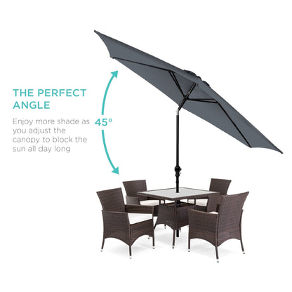 Outdoor Steel Market Patio Umbrella Decoration w/ Tilt, Crank Lift - 10ft