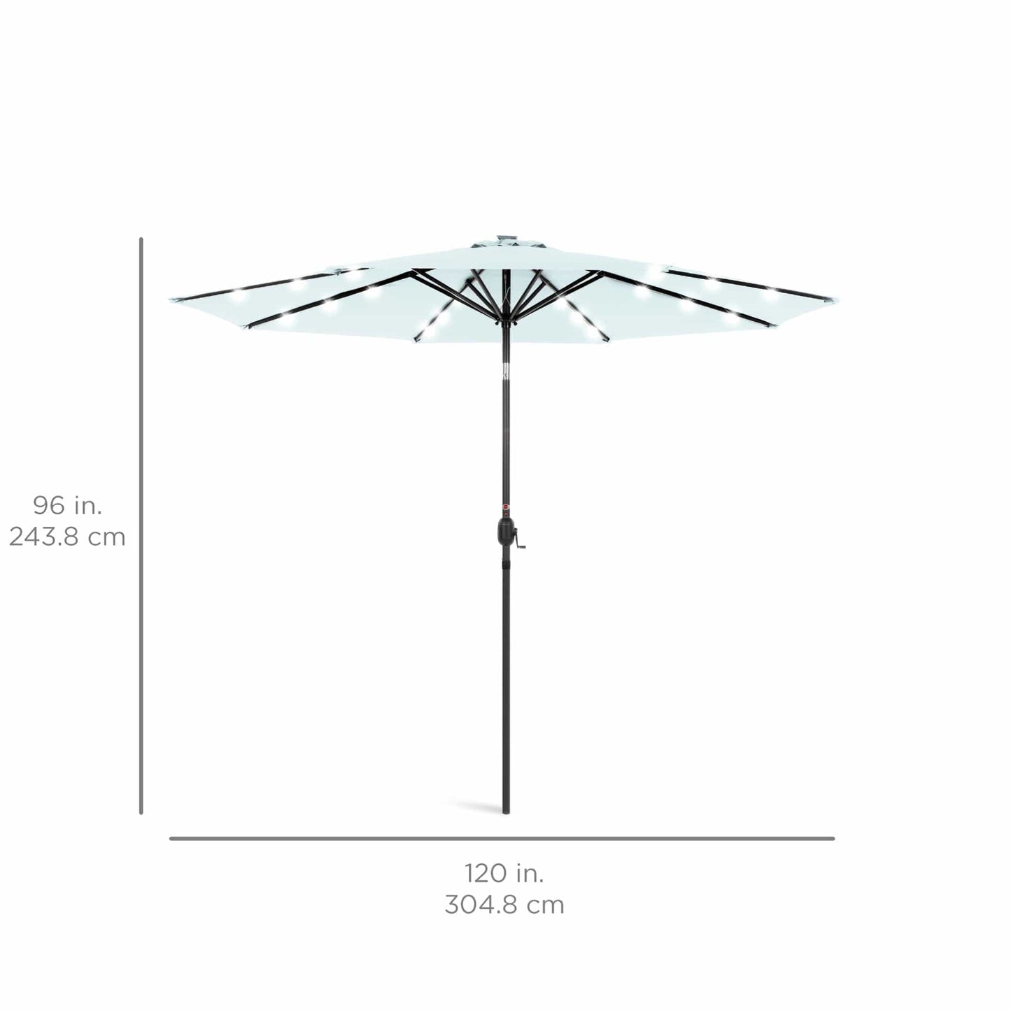 Solar LED Lighted Patio Umbrella w/ Tilt Adjustment, UV-Resistant- 10ft