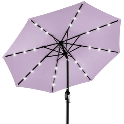 Solar LED Lighted Patio Umbrella w/ Tilt Adjustment, UV-Resistant- 10ft