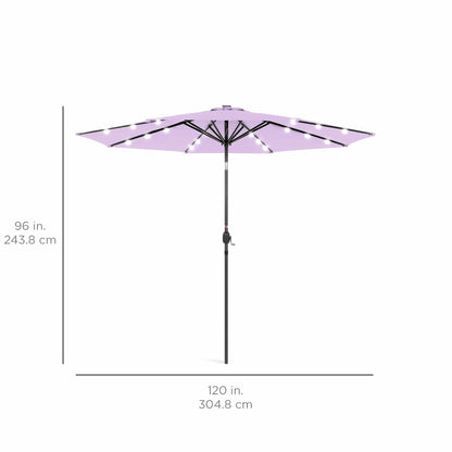 Solar LED Lighted Patio Umbrella w/ Tilt Adjustment, UV-Resistant- 10ft