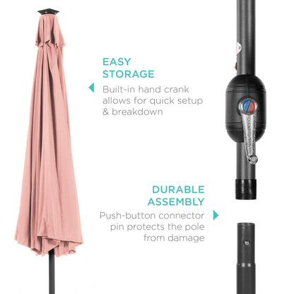 Solar LED Lighted Patio Umbrella w/ Tilt Adjustment, UV-Resistant- 10ft