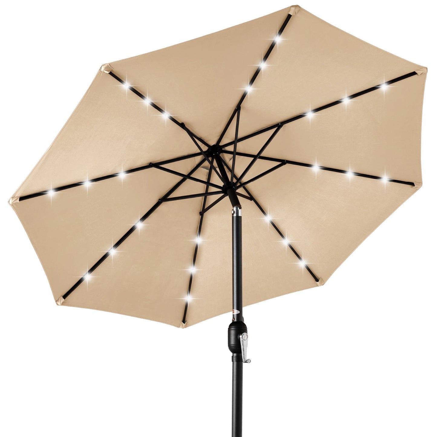 Solar LED Lighted Patio Umbrella w/ Tilt Adjustment, UV-Resistant- 10ft