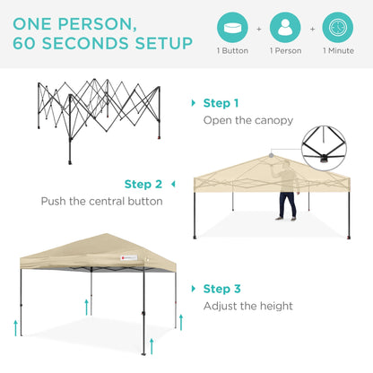 One-Person Setup Instant Pop Up Canopy w/ Case, 4 Weight Bags - 12x12ft