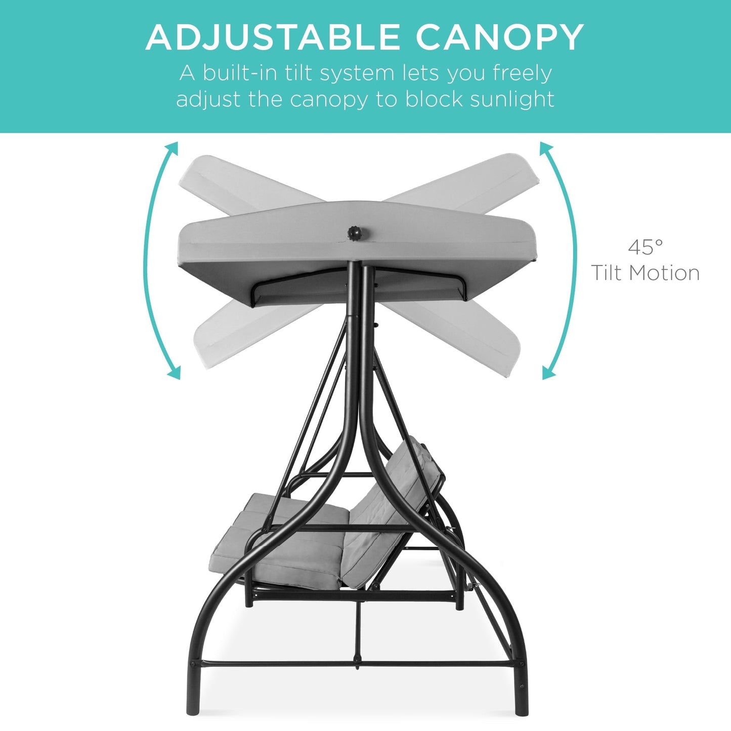 Convertible 3-Seat Outdoor Canopy Swing Glider with Flatbed Recline