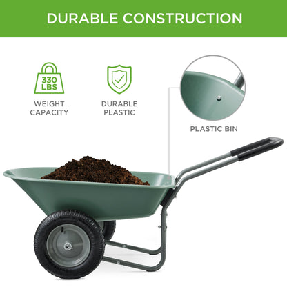 Dual-Wheel Wheelbarrow Garden Cart