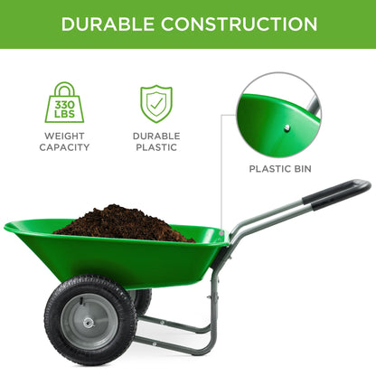 Dual-Wheel Wheelbarrow Garden Cart