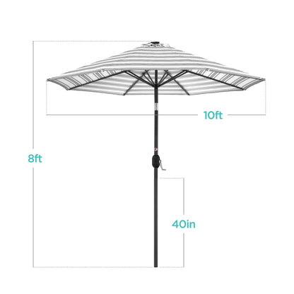 Solar LED Lighted Striped Patio Umbrella w/ Tilt Adjustment - 10ft