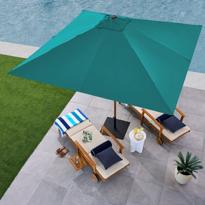 Square Solar LED Lighted Patio Umbrella w/ Faux Wood Texture - 9ft