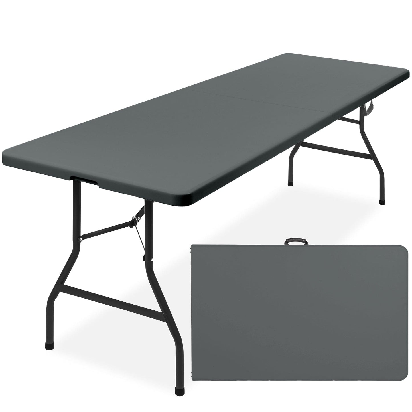 Portable Folding Plastic Dining Table w/ Handle, Lock - 8ft